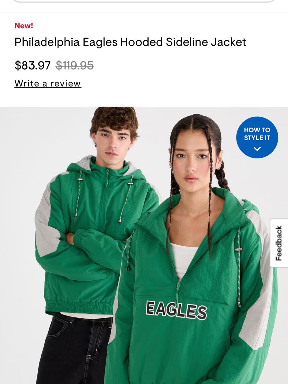 Philadelphia Eagles Green Hooded Sideline Jacket with Gray Accents